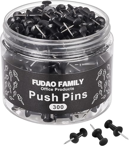 FUDAO FAMILY 300pcs Push Pins For Bulletin Board, Thumb Tacks For Wall Corkboard, Map Pins - Home Office School Craft Projects Plastic Head Steel Push Pin (Multi Color