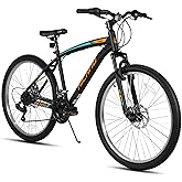 HILAND Mens and Womens Mountain Bike, 26 Inch 18 Speed Mountain Bicycle with Dual Disc Brake, Front Suspension Fork, High Carbon Steel Frame Urban Commuter Bike for Adults