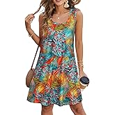 elescat Sundresses for Women Casual Loose Summer Dresses Sleeveless U Neck Tank Dress with Pockets