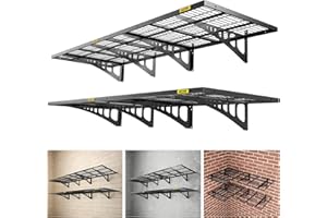 Aecxm 2x3ft 4Pack Wire Shelving Unit Heavy Duty Garage Storage Shelves Wall Mounted Black 1120lbs Load Capacity（24-inch-by-36-inch）