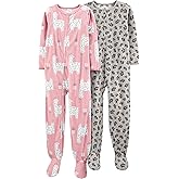 Simple Joys by Carter's Girls' 2-Pack Loose-fit Fleece Footed Pajamas