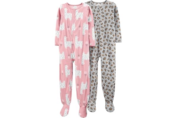 Simple Joys by Carter's Girls 2-Pack Loose-fit Fleece Footed PajamasPajama Set