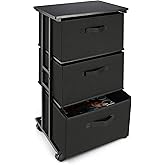 MAX Houser Dresser Storage with 3 Drawers, Fabric Dresser Tower, Vertical Storage Unit for Bedroom, Closet, Office, Black
