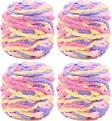 TSLBW Knitting Wool Yarn 4 x 100g Multi-Colored Soft Chunky Yarn