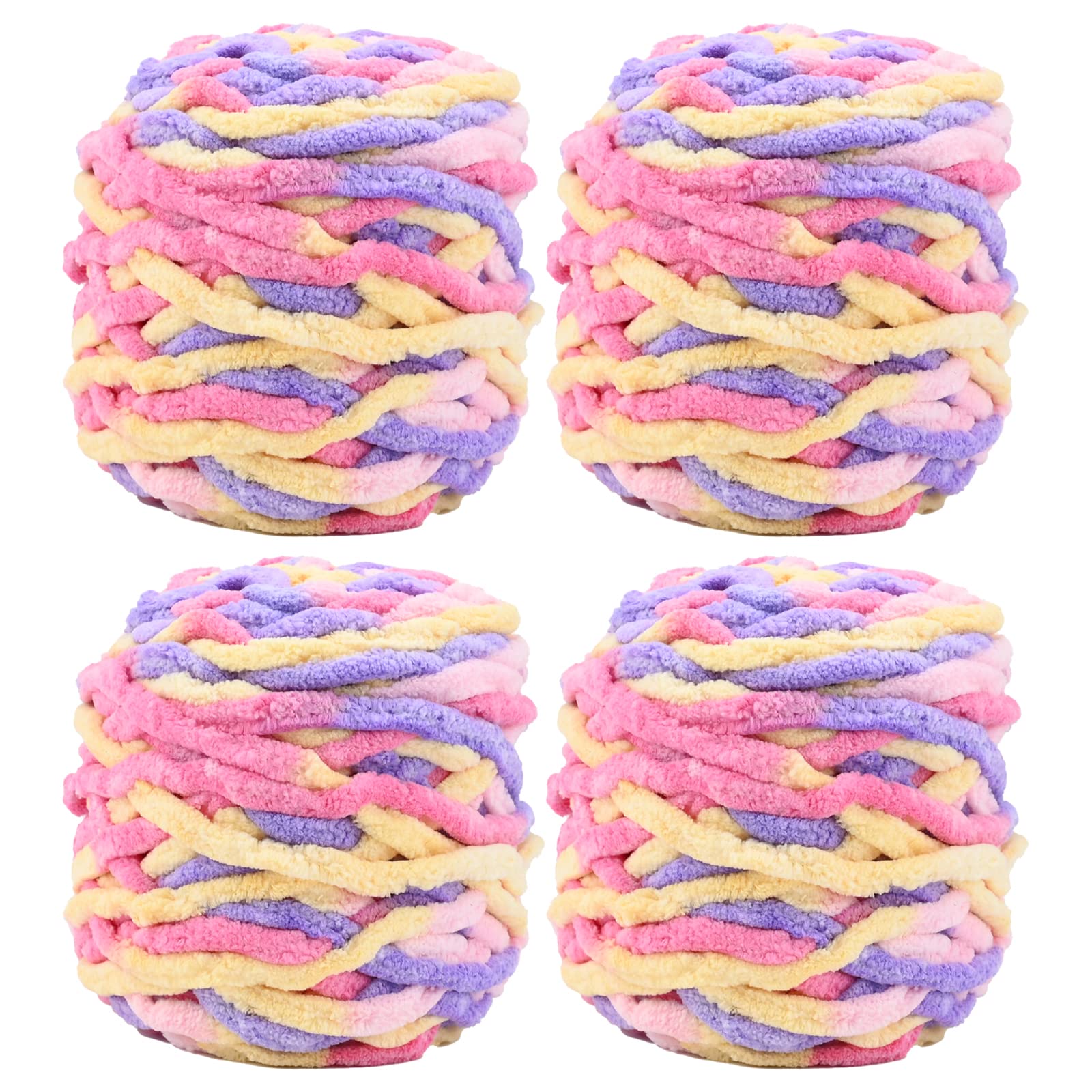 Knitting Wool Yarn 4 x 100g Multi-Colored Soft Chunky Yarn for Crochet Projects Making Plush Balls Handmade Bags Sweaters Shoes Hats Sweaters Blankets Scarves — image 1