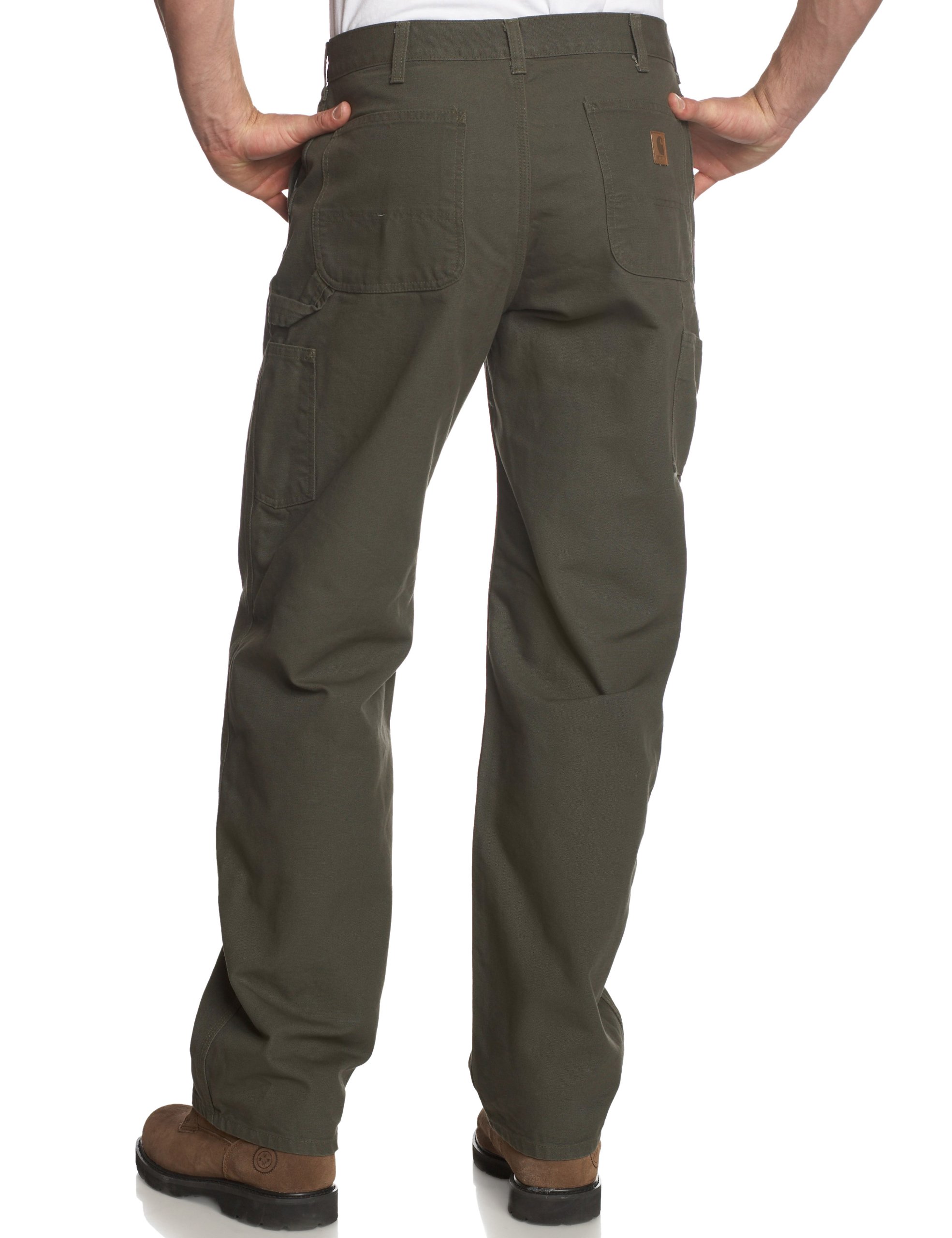 Carhartt Men's Washed Duck Work Dungaree Utility Pant B11,Moss,33 x 32
