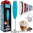 Zulay Kitchen Powerful Milk Frother Wand - Ultra Fast Handheld Drink Mixer - Electric Whisk Foam Maker for Coffee, Lattes, Cappuccino, Frappe, Matcha & Coffee Creamer - Milk Boss Blue Teal