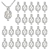 Frinnovan 25 Pack Pearl Cage Locket Pendants Openable Crystal Stone Holder for DIY Charms Bracelet Necklace Jewelry Making Crafts