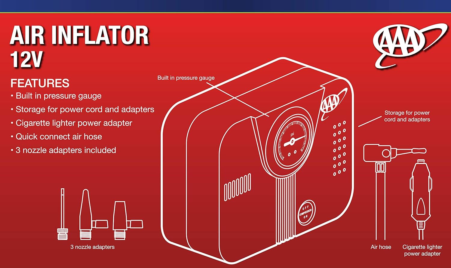 Lifeline AAA 300 PSI 12 Volt DC Air Compressor: Automotive