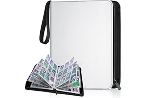 KITOYZ Trading Card Binder Album, PU Leather Baseball Card Binder with 900 Side Loading Pockets, Double Sided Pocket Zipper Card Binder for MTC, TCG, Game Cards, Sports Cards (White)
