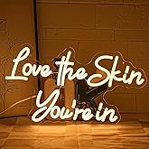 Gyaksjm ''Love the Skin You're in'' Neon Sign Facial Spa Neon Light for Wall Decor Warm White Letters Neon Lights Beauty Salon Sign for Business Skin Care Salon Beauty Shop Decorations
