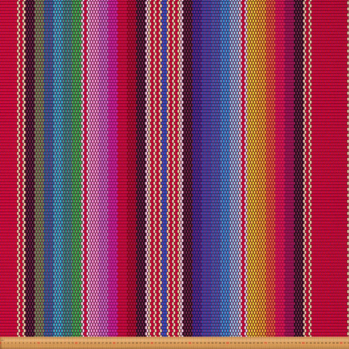 Mexican Stripes Fabric by The Yard,Cinco de Mayo Upholstery Fabric for Chairs,Ethnic Boho Native American Waterproof Outdoor Fabric,2 Yards,(L184*W150cm) Colorful