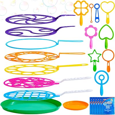 JOYIN 24Pcs Big Outdoor Bubble Wands Set 53cm Giant Bubble Makers with Tray