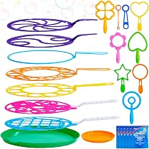 Lot De 4 Baguettes à Bulles Géantes En Bois – Facile à Utiliser, Durables, Colorées – Parfait Pour Anniversaires Ou Jeux D'extérieur, Dès 3 Ans