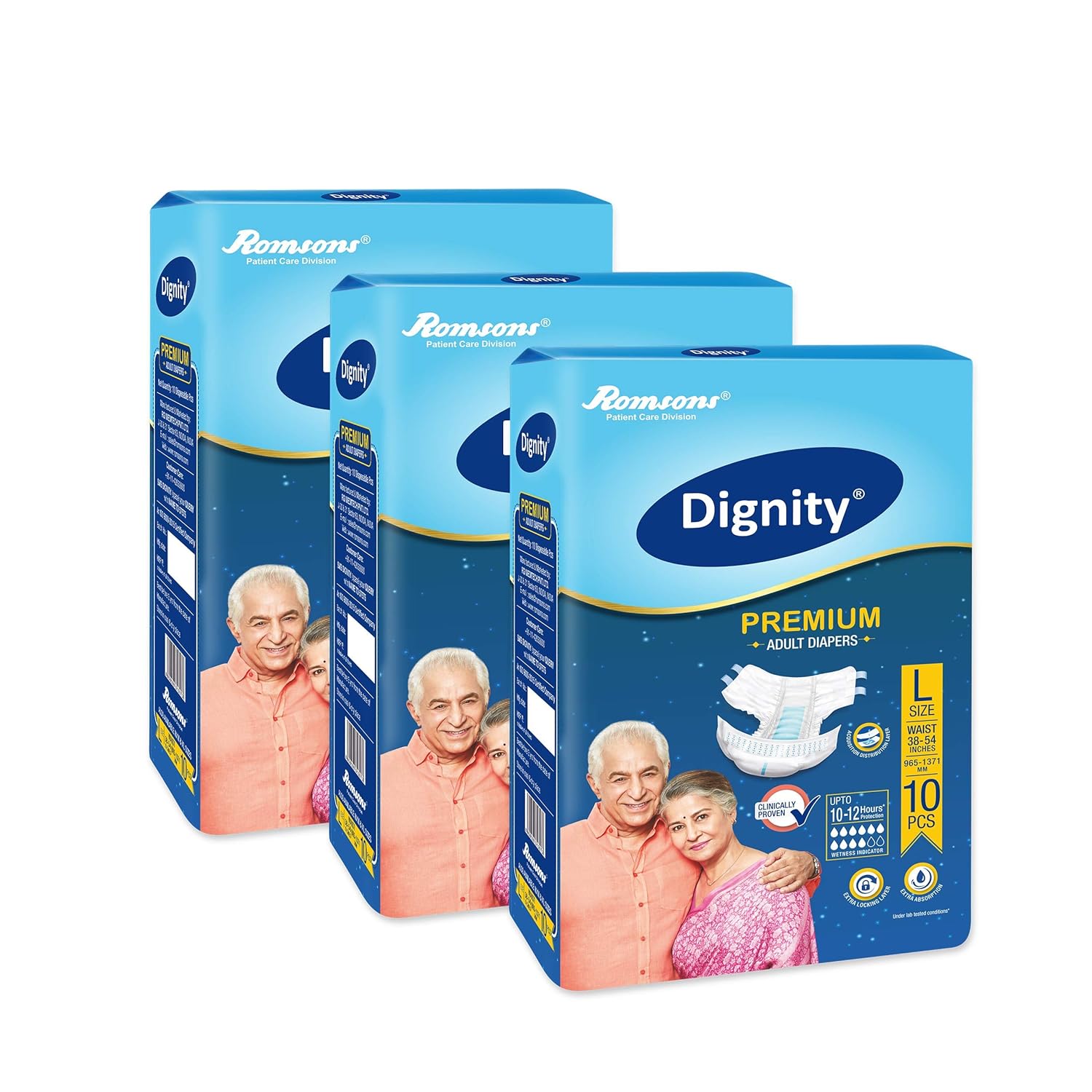 Buy Dignity Premium Adult Diapers, Large, Waist Size 38" 54", 10 Pcs
