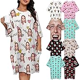Faroishta Custom Face Nightgown-Personalized Pajamas-Funny Moo Moos Sleepwear for Women-Valentines Birth Gifts for Her