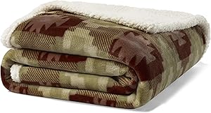 Eddie Bauer Ultra-Plush Collection Throw Blanket-Reversible Sherpa Fleece Cover, Soft & Cozy, Perfect for Bed or Couch, Copper Creek Brown