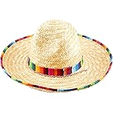 Swakuta Giant Mexican Sombrero Hat Cinco de Mayo Sombrero Headband with Serape Trim Large Fiesta Straw Hat