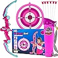 Toysery Kids Archery Set with LED Flash Lights, Toy Bow and Arrow Set for 6-8 Years Old Boys, Includes Archery Bow, 6 Archery Arrows, Target, Quiver - Great for Youth Practice