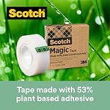 Scotch Magic Tape Dispenser 100% Recycled Plastic Black Includes 3 Rolls 19mm x view 6