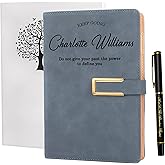 Fanery Sue Refillable Writing Personalized Journal Cover for Men & Women Faux Leather Hardcover A5 with Magnetic Buckle - No Refill Page Included (Blue)