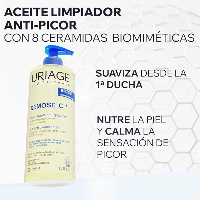 Xemose C8+ Gel de Ducha Para Piel Seca, Con Tendencia Atópica - Calma Para un Confort Duradero - Gel en Aceite Espumoso, Suave y Nutritivo - Cara y Cuerpo - Sin Perfume y Jabón - pH Fisiológico — foto 2 de 8