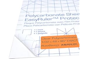 ROBOSOURCE Polycarbonate Clear Plastic Sheet 48" X 96" X 0.030" (1/32", 4x8 ft), EasyRuler Film, Shatter Resistant, Easy to Cut, Bend, Mold Than Plexiglass. Window Panel, Industrial, Hobby, Home, DIY, Crafts