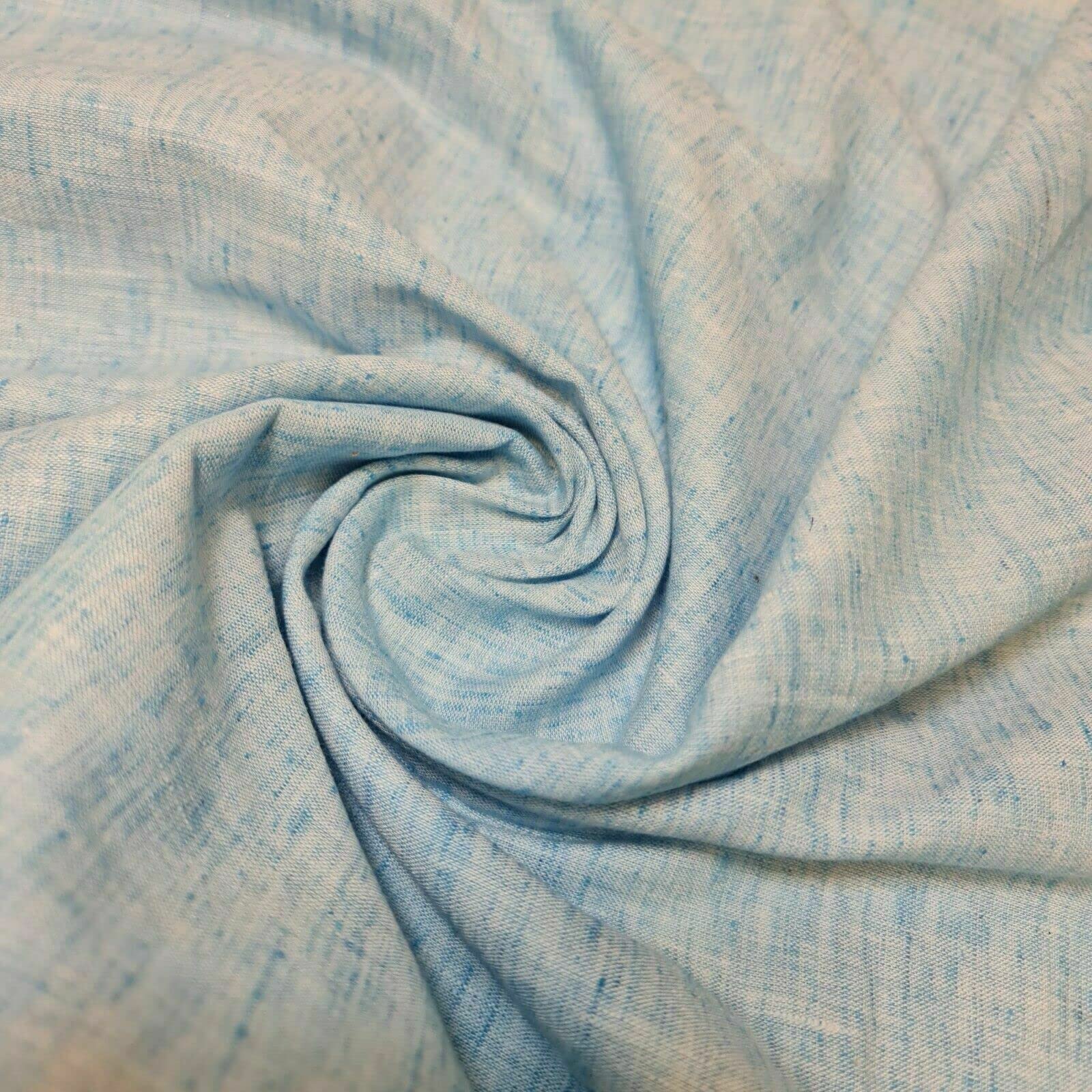 Indian 100% Cotton Melange Linen Look Soft Khadi Poplin Dress Craft Fabric Material 44" - 112 cm Wide Sold As Pre - Cut Lengths (5 Meter, Turquoise)