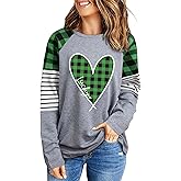 Saint Patricks Day Shirts Women Funny Plaid Long Sleeve St Patricks Day Outfits Tee Tops