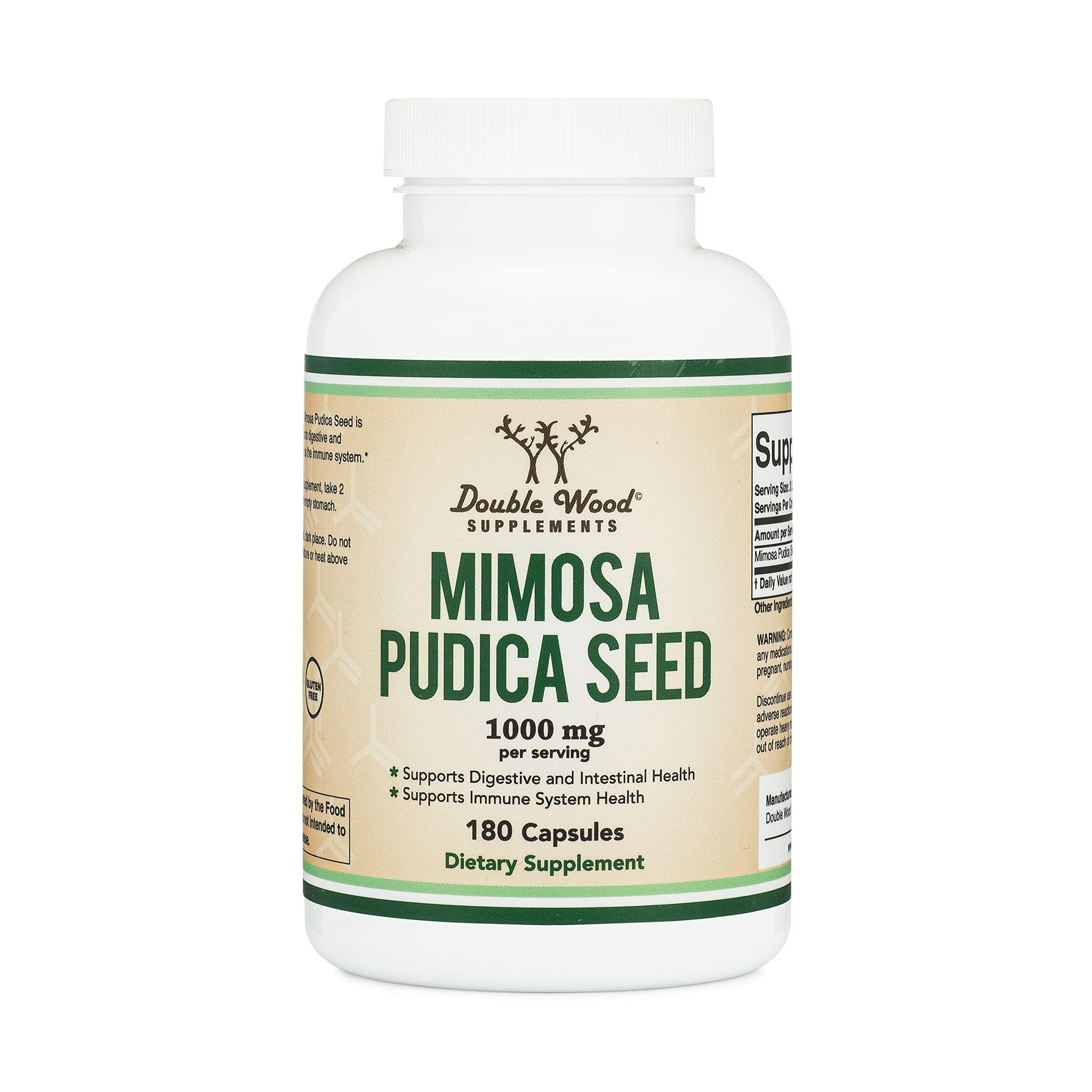 Mimosa Pudica Seed Capsules (180 Capsules, 3 Month Supply) 1000mg, for Digestive Support, by Double Wood