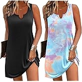 Ekouaer Nightgowns for Women 2 Pack Tank Night Gown Sleeveless Sleep Shirt V Neck Chemise Soft Night Shirt Ladies Sleep Dress