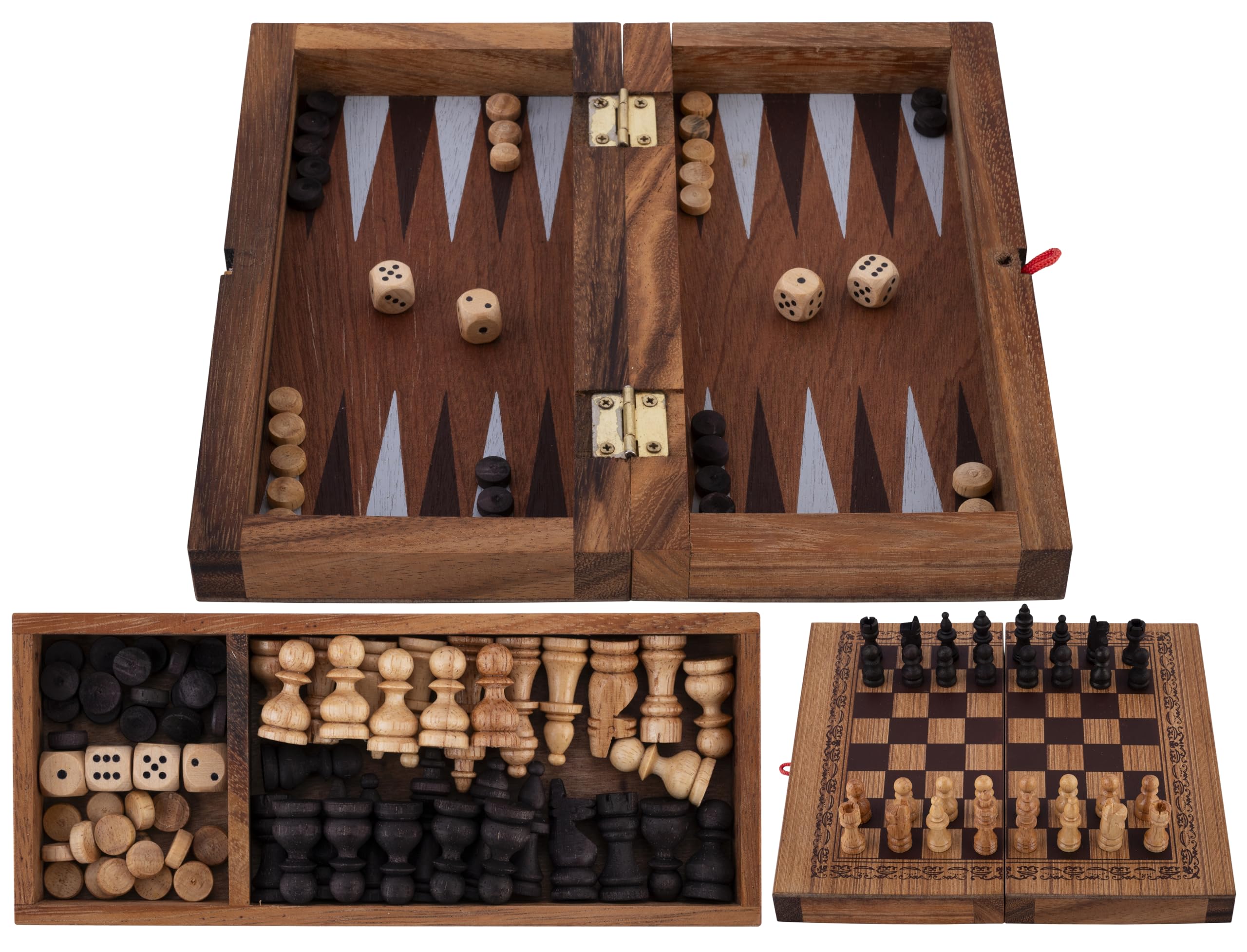Engelhart - 350521 - Chess and Backgammon Set in Sustainable Wood with Fine Decorations - 26 cm - 2-in-1 Folding Board Game - Multilingual Rules & Pieces Included - Ages 6+ — image 1