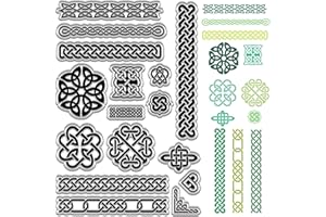 CRASPIRE Celtic Knot Clear Rubber Stamps Trinity Knot Reusable Transparent Silicone Stamp Seals Vintage for St. Patrick's Day Journaling Card Making Decor DIY Scrapbooking Supplies Crafting