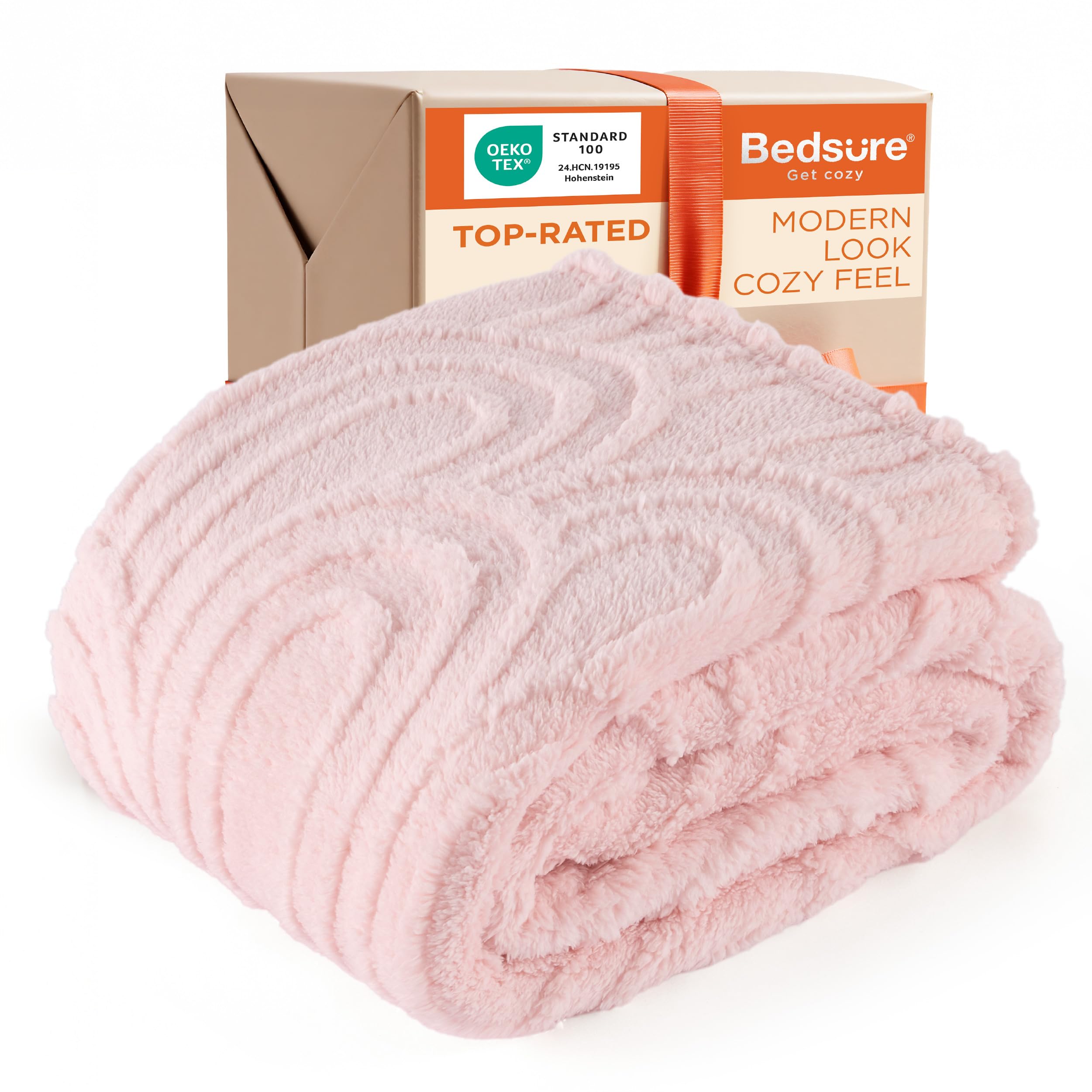 Bedsure GentleSoft Fleece Twin Blanket for Couch - Super Soft & Cozy, Fluffy Blankets for Women & Girls, Ideal for Sofa & Bed, Pink, 60x80 Inches Image