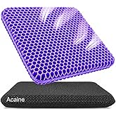 Acaine Extra Thick Large Pure Gel Seat Cushion for Long Sitting, Breathable Comfort Cushion for Back, Sciatica, Tailbone &amp; Hip Pain Relief, Washable Portable Cushion for Office Chair, Car, Wheelchair