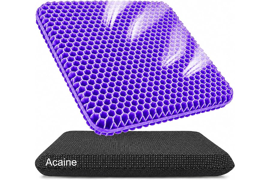 Acaine Extra Thick Large Pure Gel Seat Cushion for Long Sitting, Breathable Comfort Cushion for Back, Sciatica, Tailbone & Hi