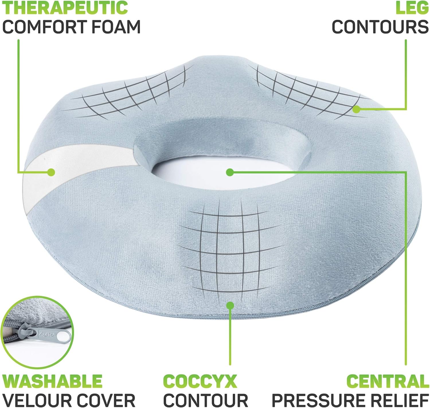 Aylio Firm Donut Pillow Seat Cushion for Hemorrhoids, Prostate Relief
