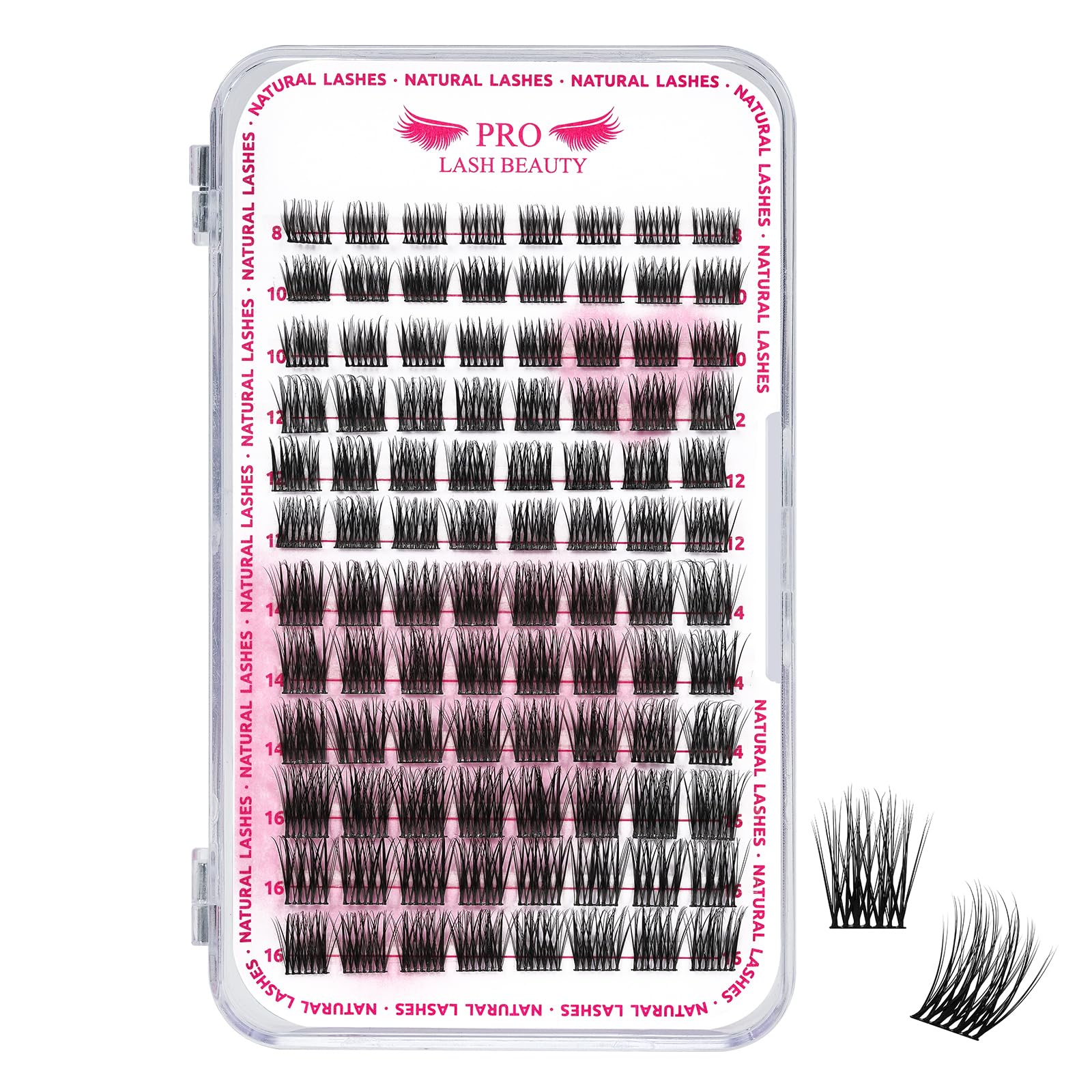 PRO Lash Clusters, 96 Pcs Individual Lashes Natural Look Cluster Lashes DIY Lash Extension 8-16mm Eyelash Clusters Wispy Natural Lashes Super Thin Band Reusable(Timeless,D-8-16mix) — image 1