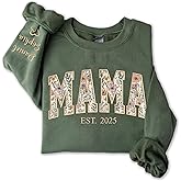 UrbanNEST Personalized Floral Embroidered Applique Mama Sweatshirt For Women, Custom Mama Gifts from Grandkids, Mom Sweater, Mom Crewneck, Mother's Day Apparel, Mother Birthday, Mommy Gifts