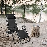 Aspect Zero Gravity Chairs Set of 2 Sun Loungers Folding with Cup Holder Black view 7
