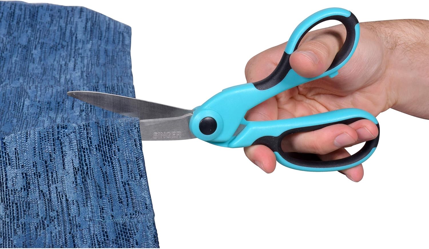 SINGER 00561 8-1/2-Inch ProSeries Heavy Duty Bent Sewing Scissors, Teal