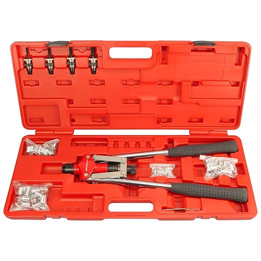 HASKYY Profi Heavy DUTY Nietmutternzange Scheren Nietenzange für Blindnieten Blindnietmuttern inkl. 80 Nietmuttern in den Grö