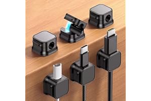 6 Piece Wire Holders for Cords, Charger Organization, Magnetic Cable Clips,for Desk Home Office Car Nightstand Phone Computer