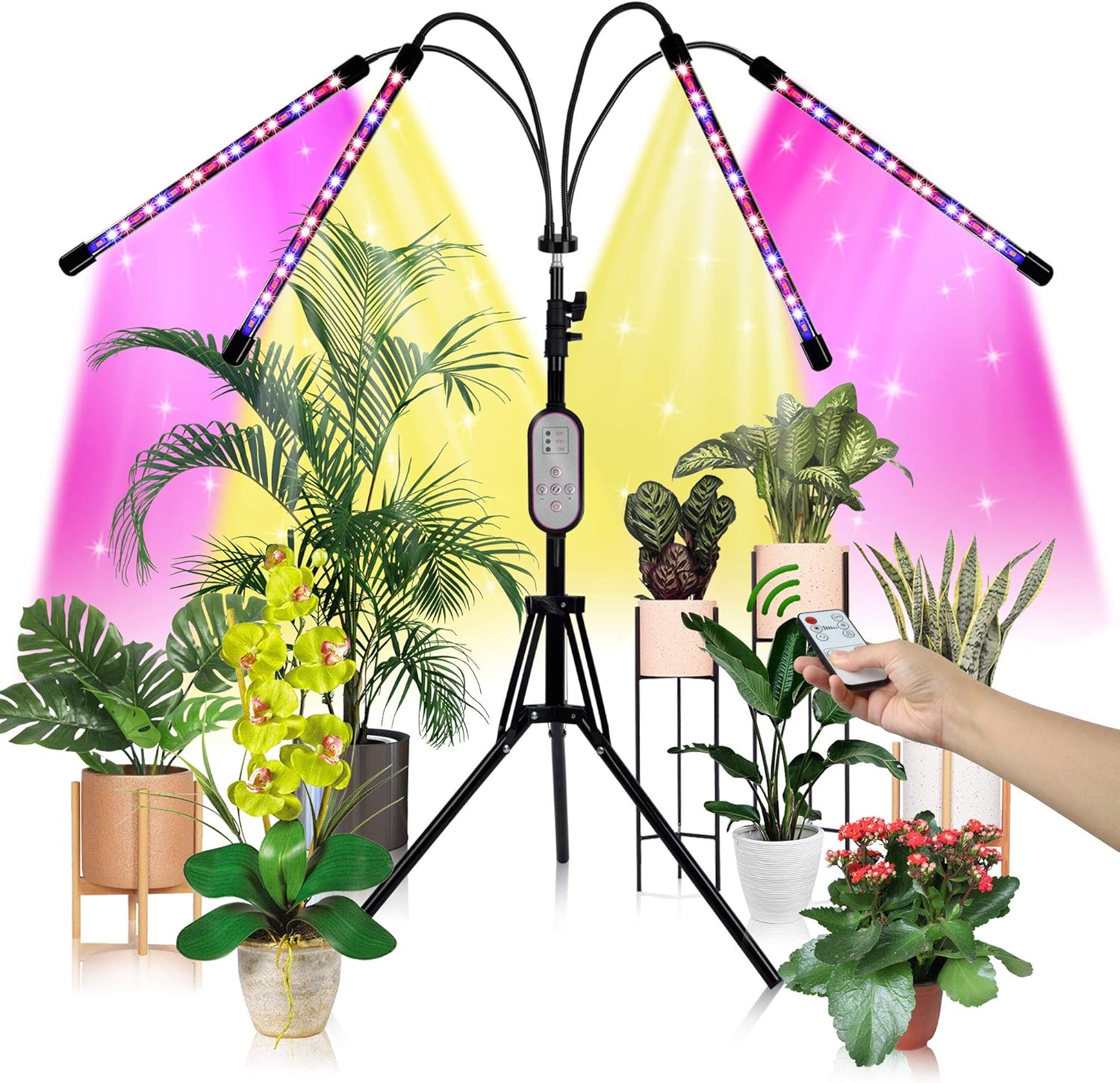 LED Grow Light with Stand, 80 LED 3 Colors