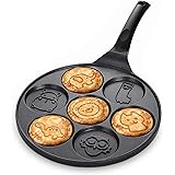 Non-stick Pancake Pan, Animal Pancake Maker Pan with 7-Cup, Mini Blini Pancake Mold for Kids, Black