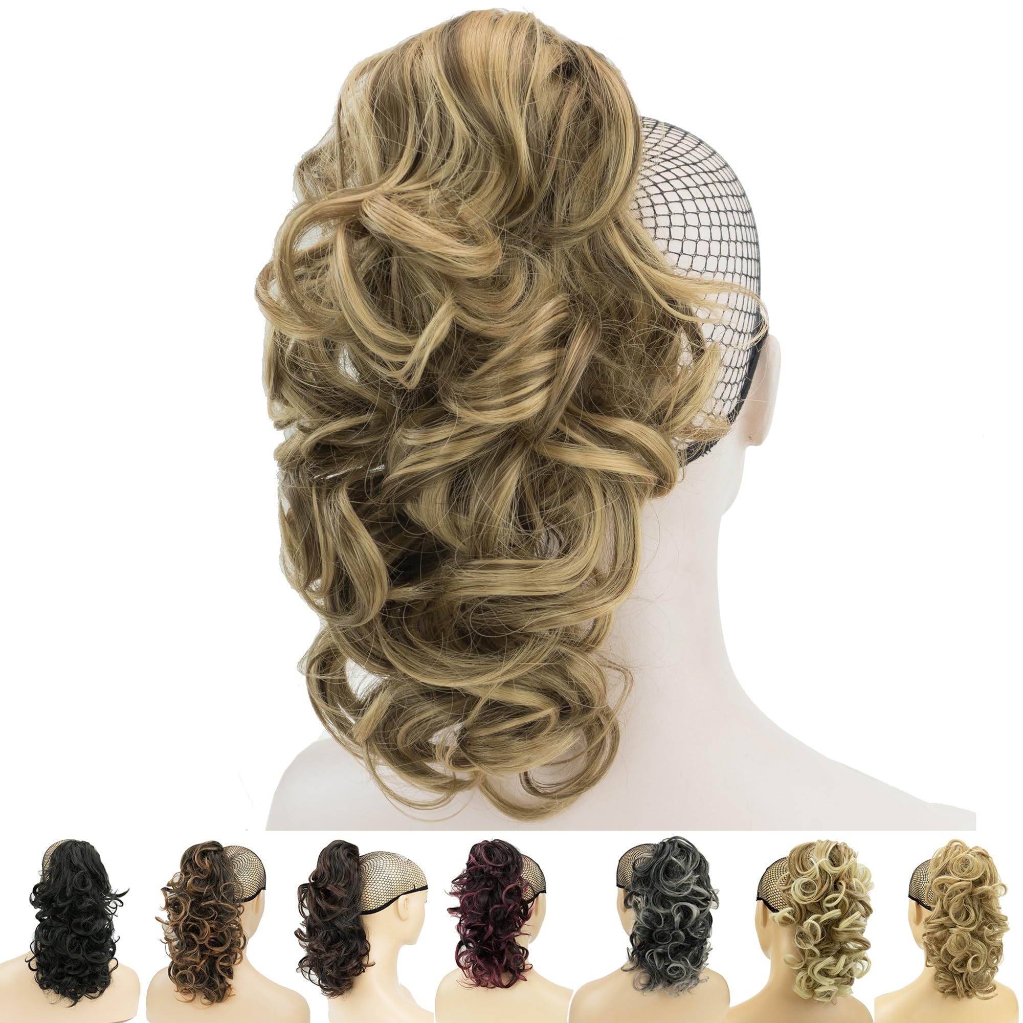 IMISSU Messy Curly Hair Short Claw Ponytail Hair Extensions Pony Tail Clip in Hairpieces (Mixed Copper) — image 1