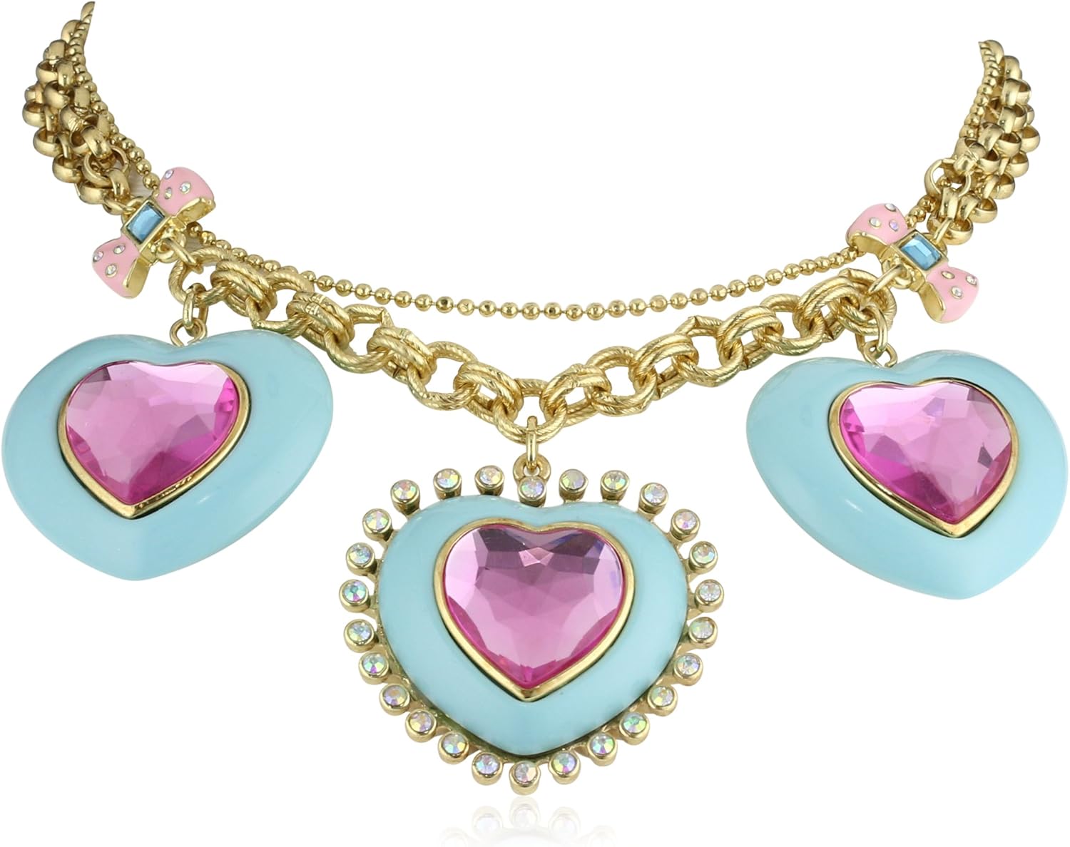 Betsey Johnson "Candy Land Three Heart Necklace Jewelry