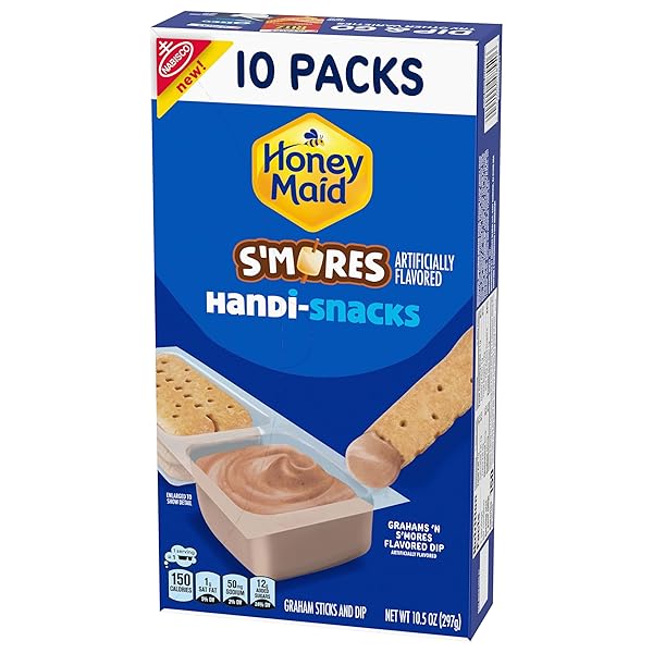 HANDI-SNACKS HONEY MAID GRAHAM CRACKER STICKS ‘N S’MORES-FLAVORED DIP SNACK PACKS, 10 SNACK PACKS