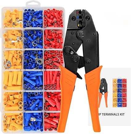 Chistar Pince A Sertir A Cliquet Et 700 Cosses Electrique Pour Cables De 0 5 6 0mm Amazon Fr Bricolage