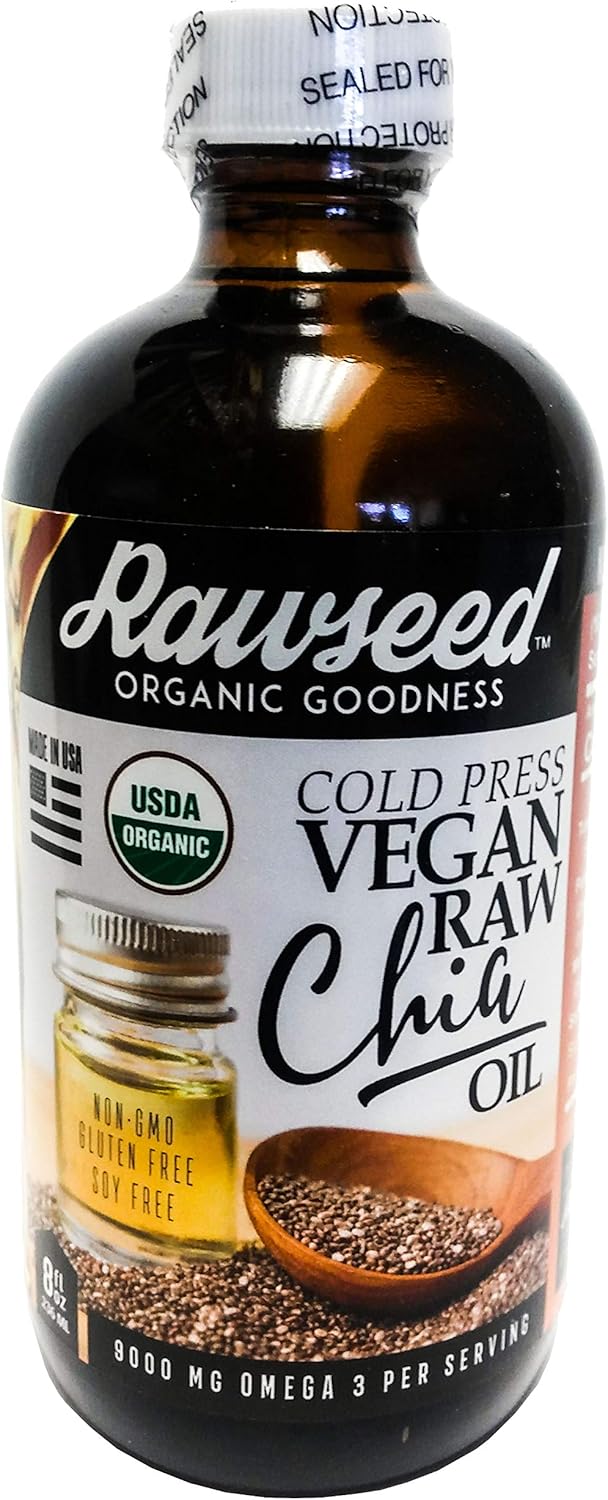 Rawseed Organic Chia Seed Oil 8 OZ Raw, Cold-Pressed, Vegan, Non-GMO